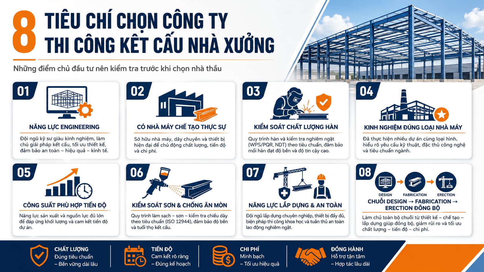 8 tiêu chí chọn công ty thi công kết cấu nhà xưởng uy tín