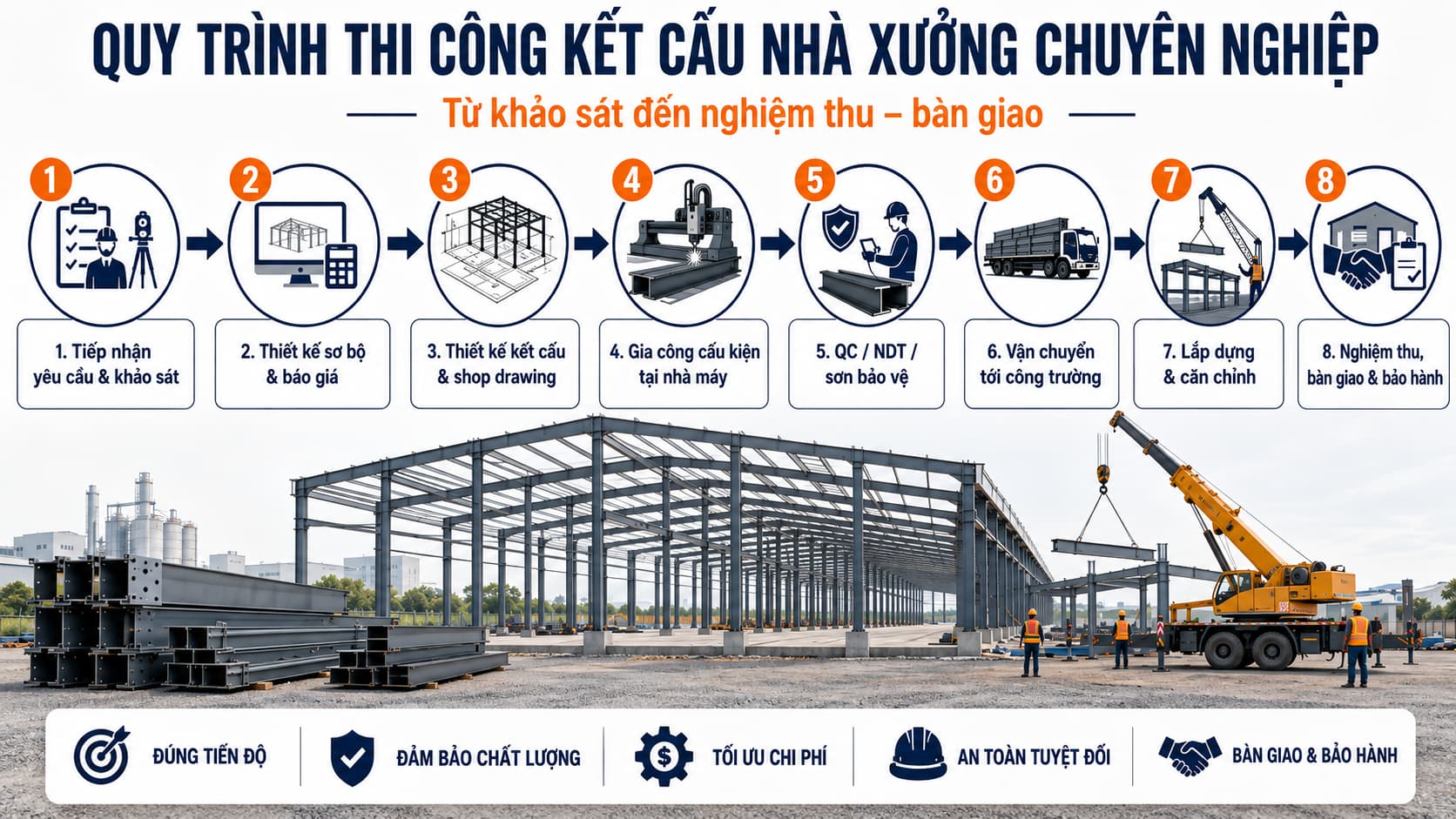 Quy trình thi công kết cấu nhà xưởng chuyên nghiệp