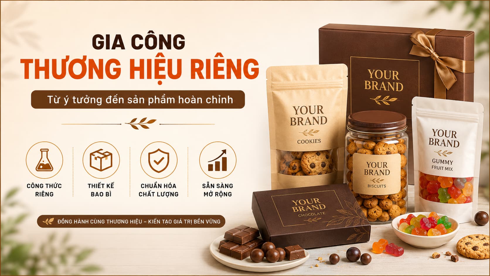 Gia công bánh kẹo thương hiệu riêng private label tại Việt Nam