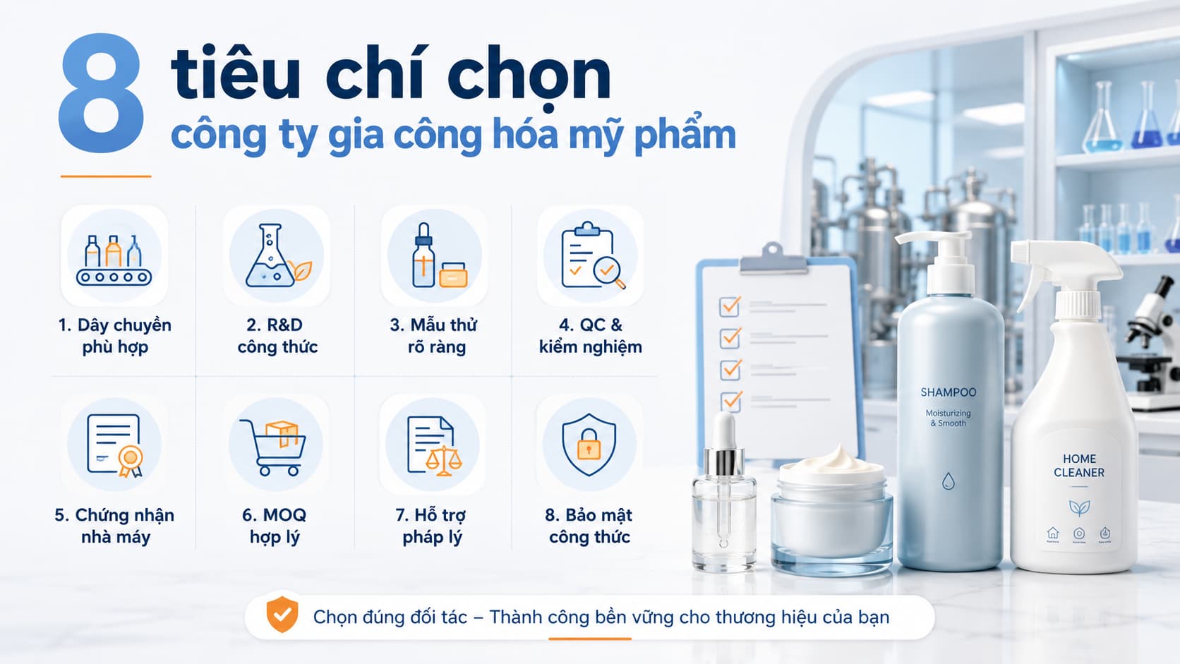 8 tiêu chí chọn công ty gia công hóa mỹ phẩm