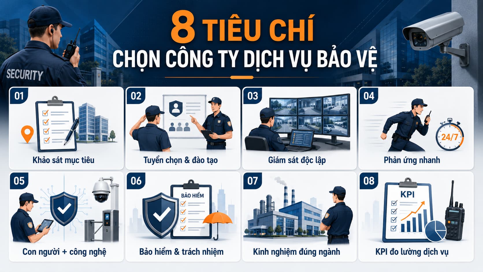 8 tiêu chí chọn công ty dịch vụ bảo vệ chuyên nghiệp