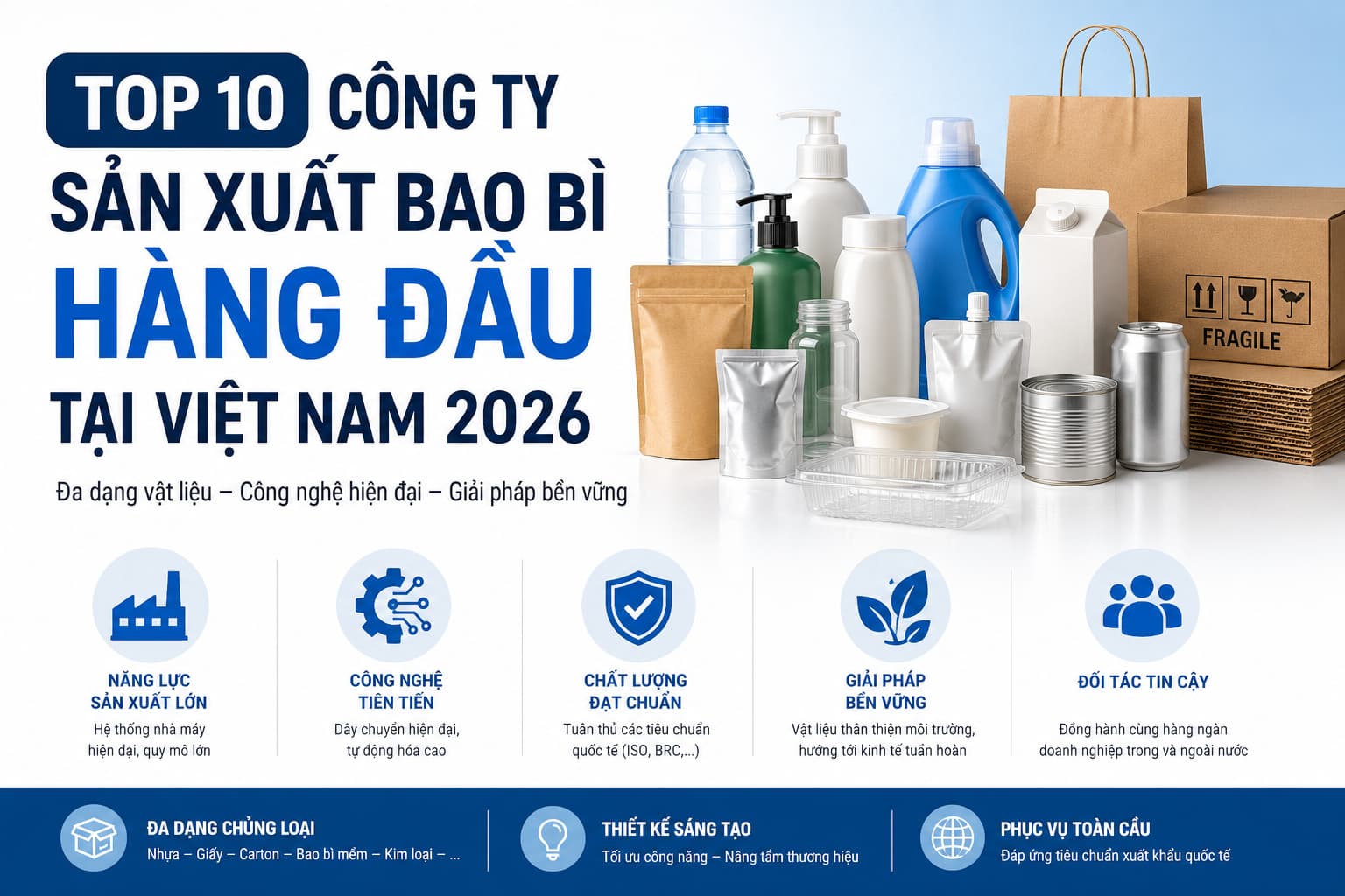 Top công ty sản xuất bao bì với nhiều chủng loại vật liệu