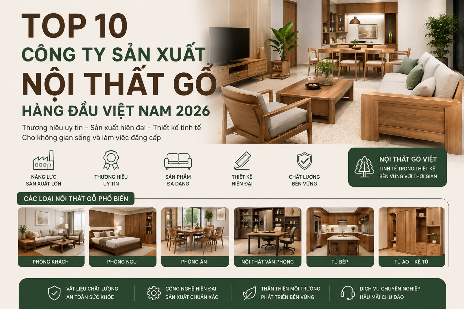 Top 10 thương hiệu sản xuất nội thất gỗ Việt Nam