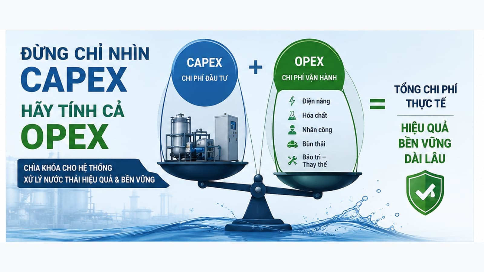 Đừng chỉ nhìn CAPEX hãy tính cả OPEX khi đầu tư hệ thống xử lý nước thải