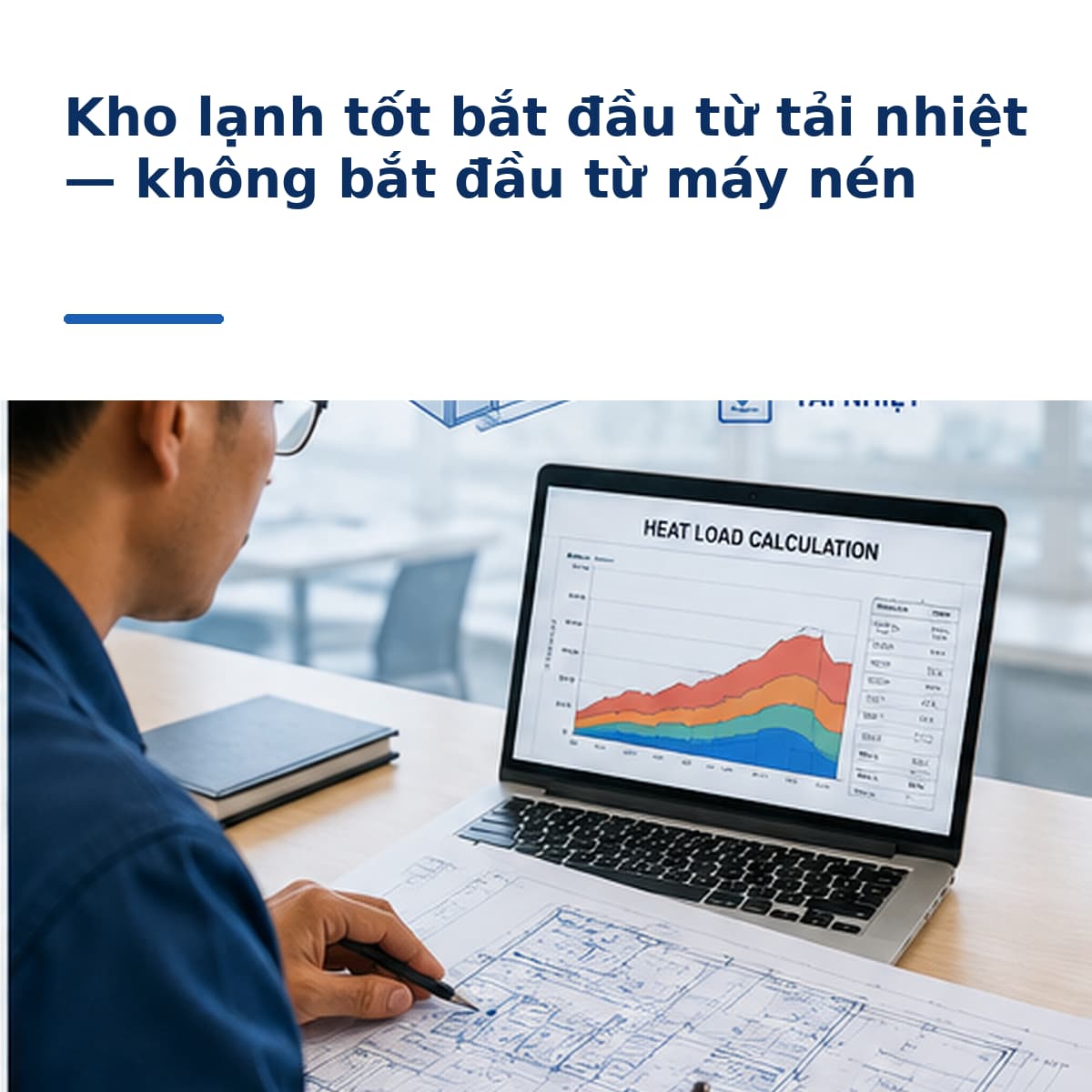 Kỹ sư tính toán tải nhiệt trước khi thiết kế kho lạnh công nghiệp