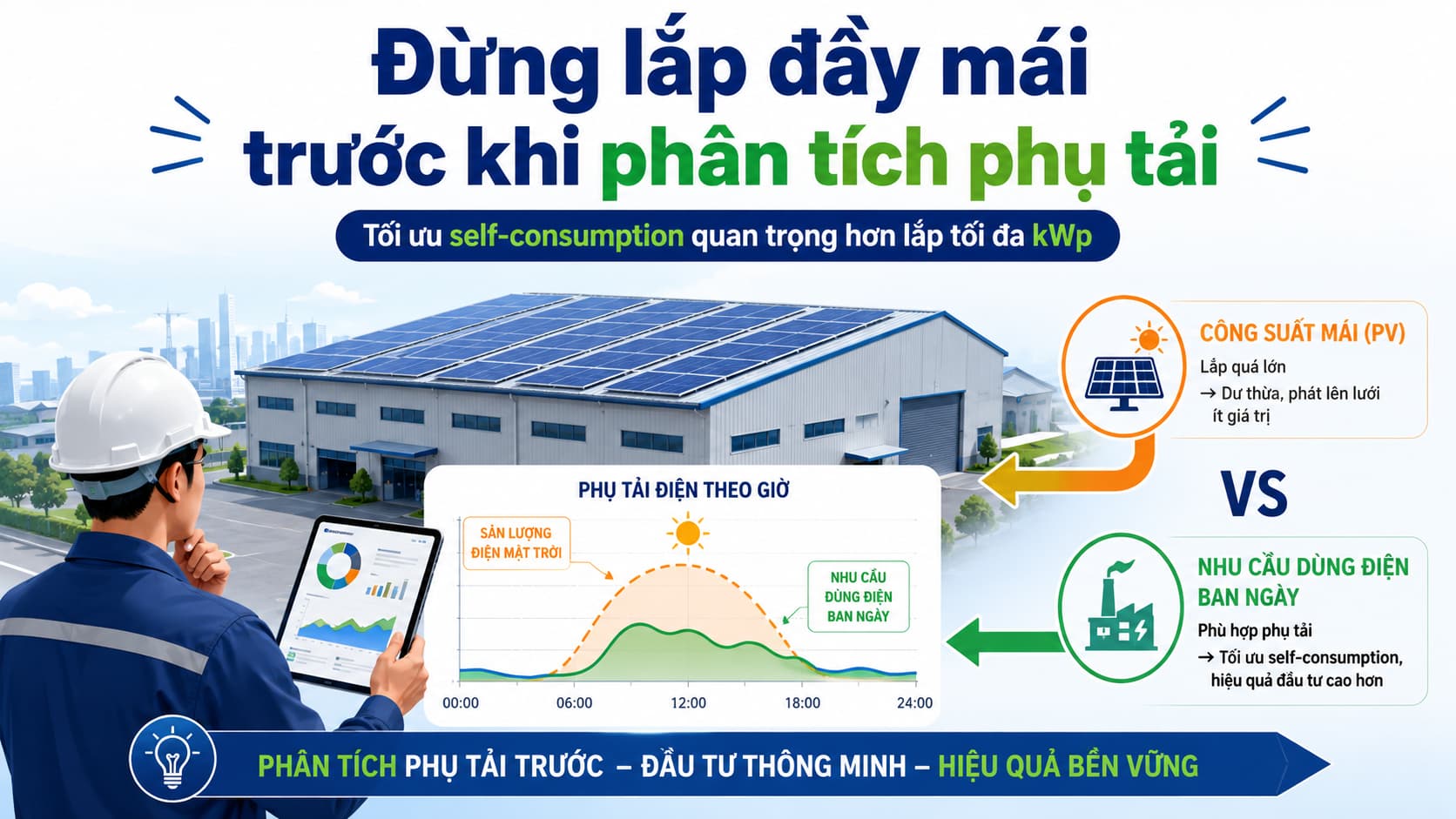 Đừng lắp đầy mái trước khi phân tích phụ tải điện nhà máy