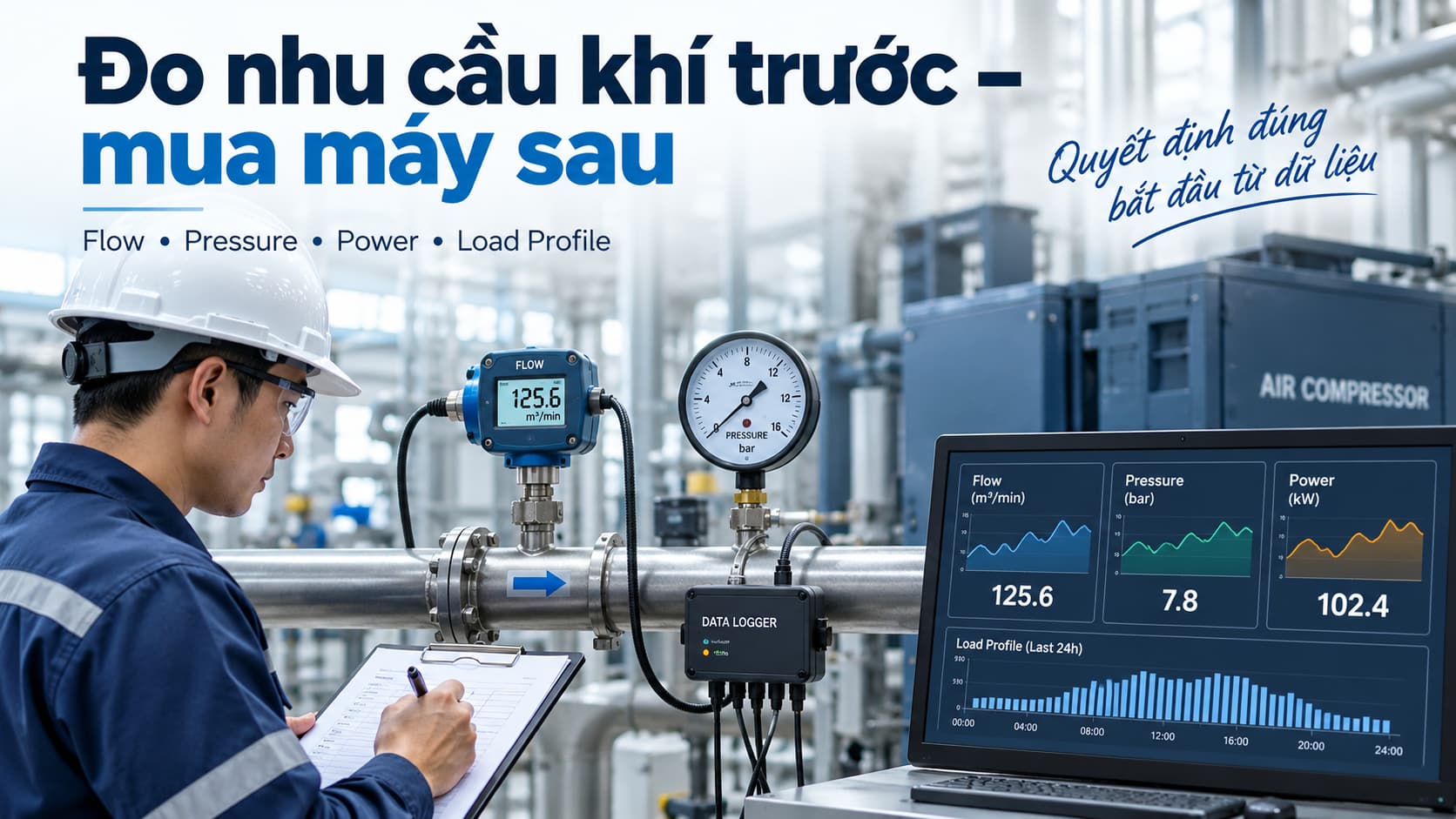 Đo nhu cầu khí trước mua máy nén khí sau