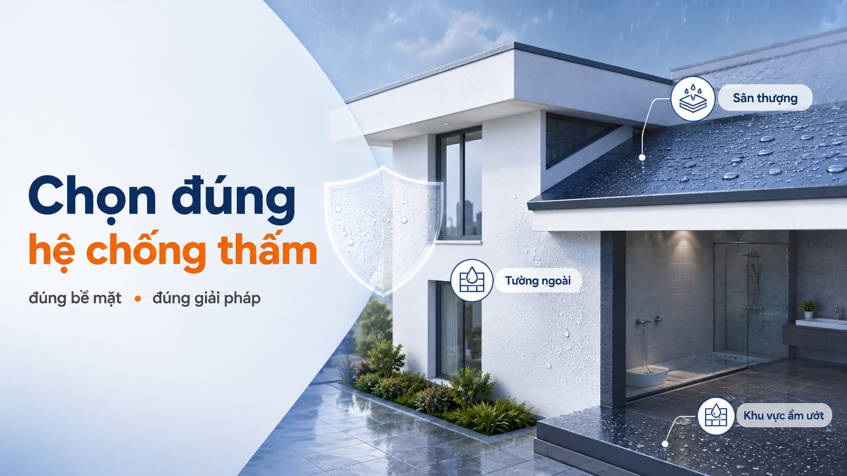 Chọn đúng hệ chống thấm cho tường sân thượng và khu vực ẩm ướt