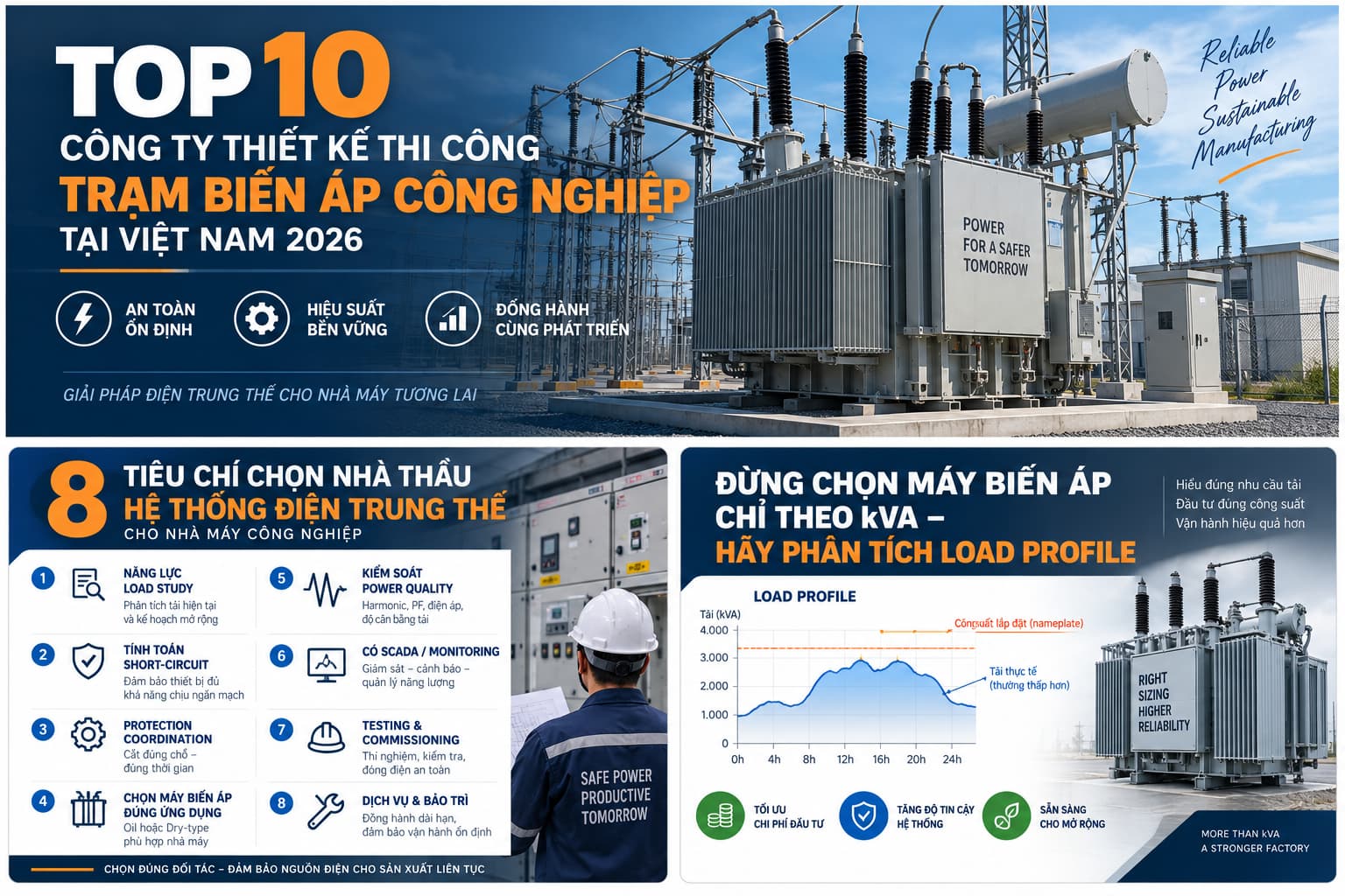 Cấu trúc hệ thống điện trung thế và trạm biến áp nhà máy