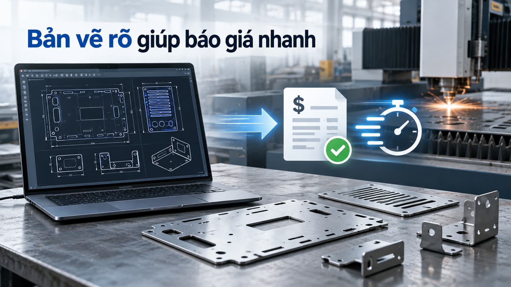 Bản vẽ CAD chi tiết kim loại dùng để yêu cầu báo giá gia công cắt laser